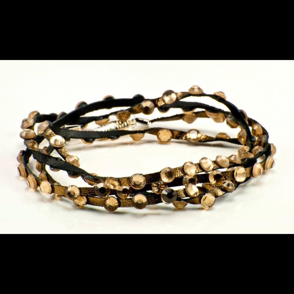 Swarovski crystal wrap bracelet in bronze
